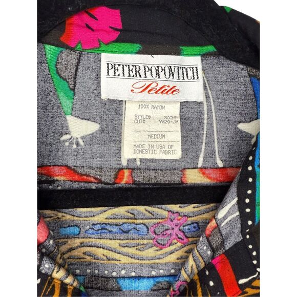 Vtg Peter Popovitch Women’s Large Short Sleeve Button Down Shirt Multicolor 90s - Picture 4 of 5